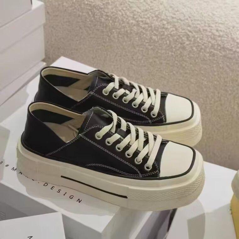 Canvas Shoes Women's Spring New Versatile Thick-soled Heightening Little White Shoes Casual Board Shoes Cookie Shoes