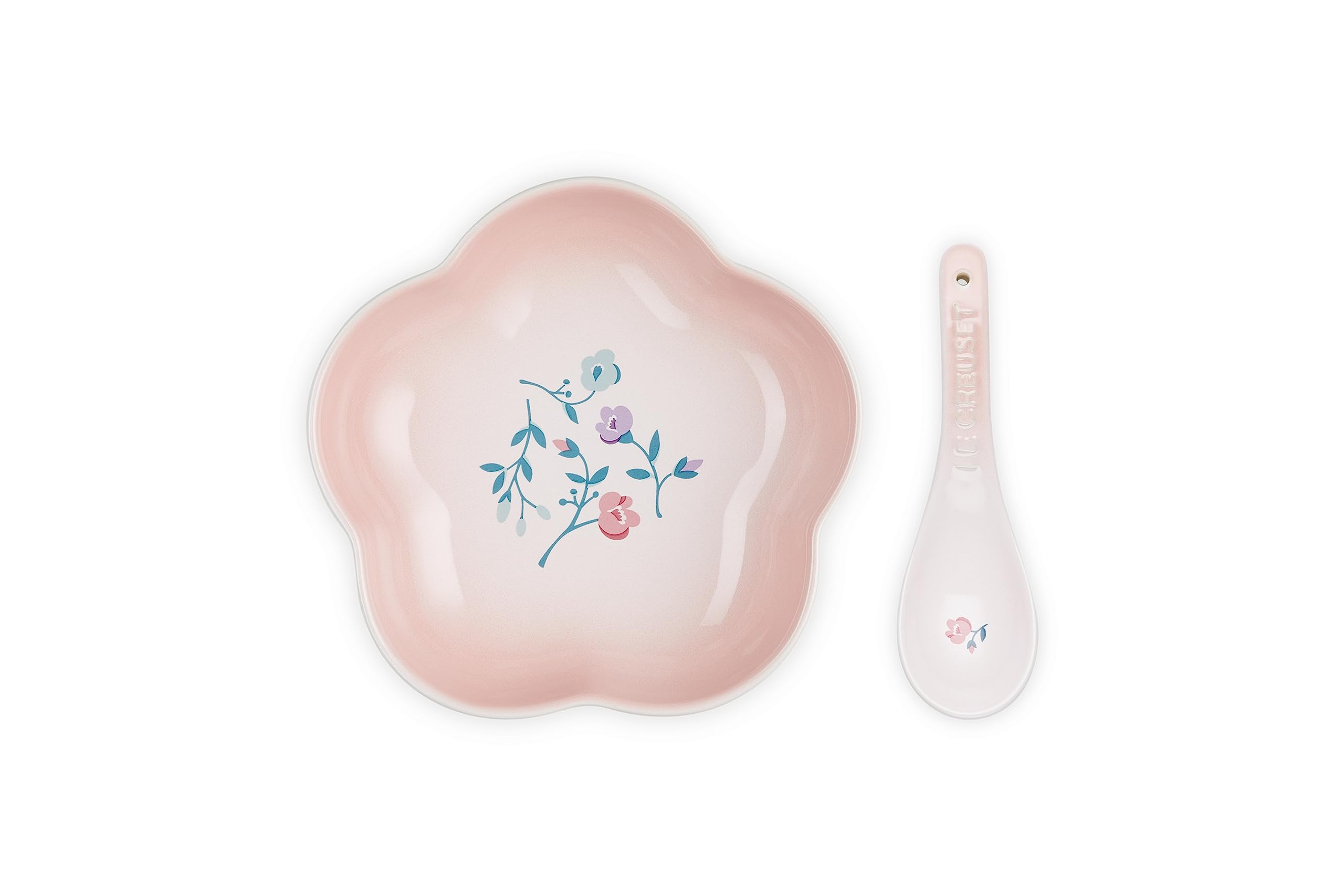 

LE CREUSET Набор тарелка-цветок и половник, 16 см, цветочный принт, термостойкий, подходит для микроволновой печи и духовки [Официальный японский продукт]