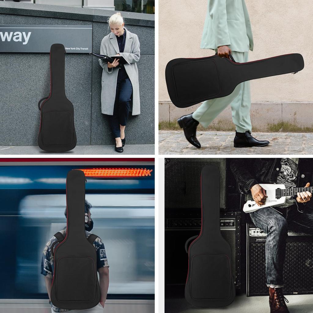 Muscab Electric Guitar Padded Guitar Bag for Electric Soft Guitar Case with 7mm Padding Neck Strap and Back Hanger Case, Guitars, (with Loop, Black)