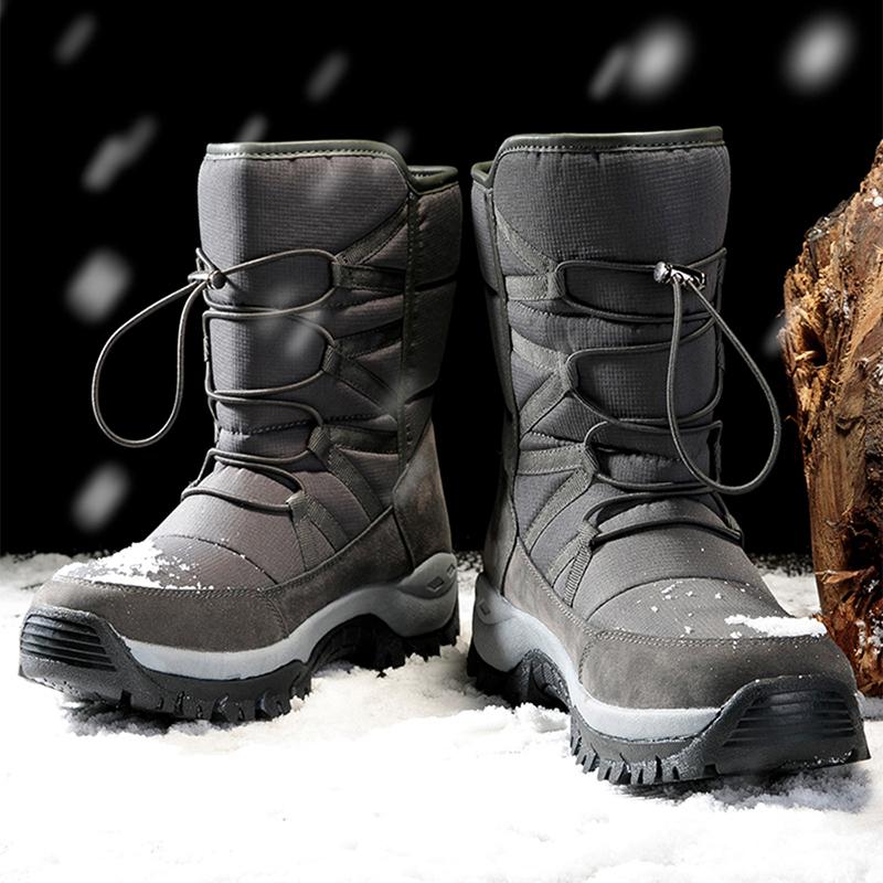 Schnee Stiefel Herren Wasserdicht Herren Winterstiefel mit Fell Winterschuhe Rutschfest Herren Stiefel Plateau Dick Plüsch Warm Botas Dropshipping