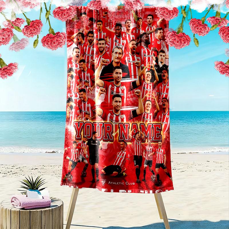 Custom Athletic Bilbao Print Beach Towel, Large Soft Quick Dry Towel for Beach Camping Swimming