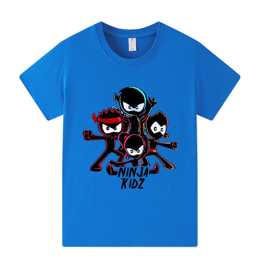 A1172 Kids Boys Girls NINJA KIDZ Cartoon Print Short Sleeves T-shirt