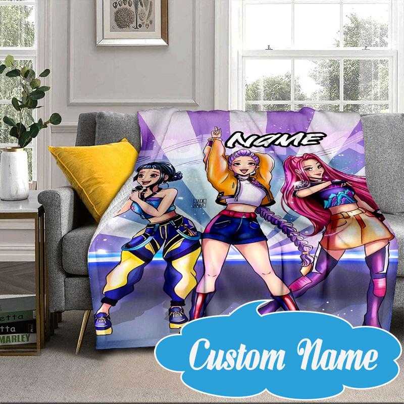 Custom Name Fantasy Friends KPop Blanket bed sofa Blanket Flannel Blanket for Camping, Hiking, Picnic Essentials,gift for Fan family