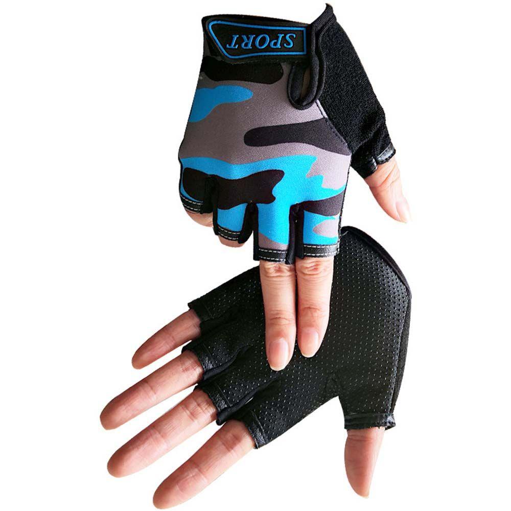 Hiking Elastic Riding Equipment Camouflage Bike Mittens Half Finger Golves Children Cycling Gloves