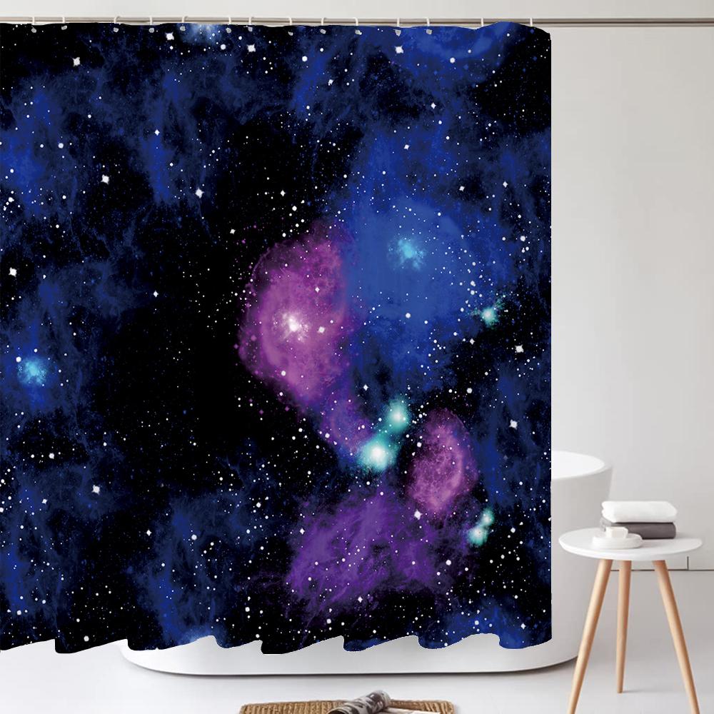 

Dream Space Galaxy Starry Universe Waterproof Polyester Shower Curtain With Hooks For Bathtub Bathroom Screens Decor Wall Cloth W60H190(CM)-1 Pcs