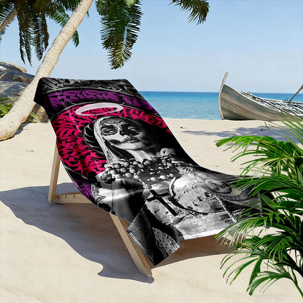 Day of the Dead Skull Pattern Beach Towel Quick-drying for Travel Outdoor Sports Jogging Beach and Swimming