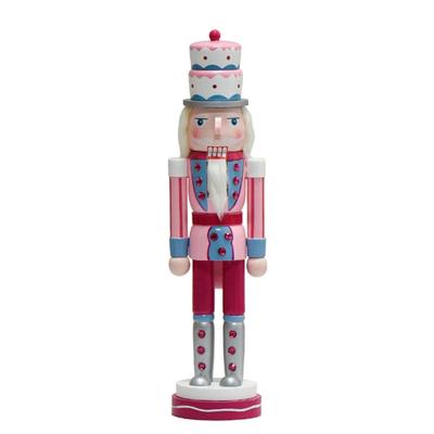 Classical Wood Cake Hat Nutcrackers Soldier 38cm Holiday Decorative Figurine for Mantle and Table Centerpieces Decors