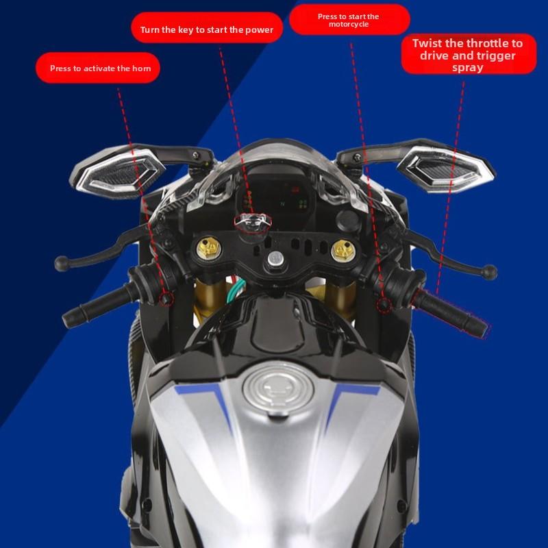 Symulacja 1/6 Yamaha R1M Metalowy Malowany Model Motocykla Dźwięk Światło Kolekcja Zabawka Motocykl Prezent dla Chłopaka Miniaturowy Samochodzik