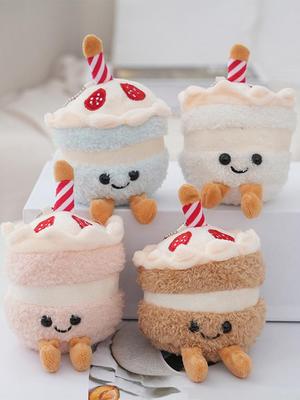 Kawaii Strawberry Cake Plush Keychain Pendant Cartoon Bag Key Ring Doll Stuff Backpack Decor Toy
