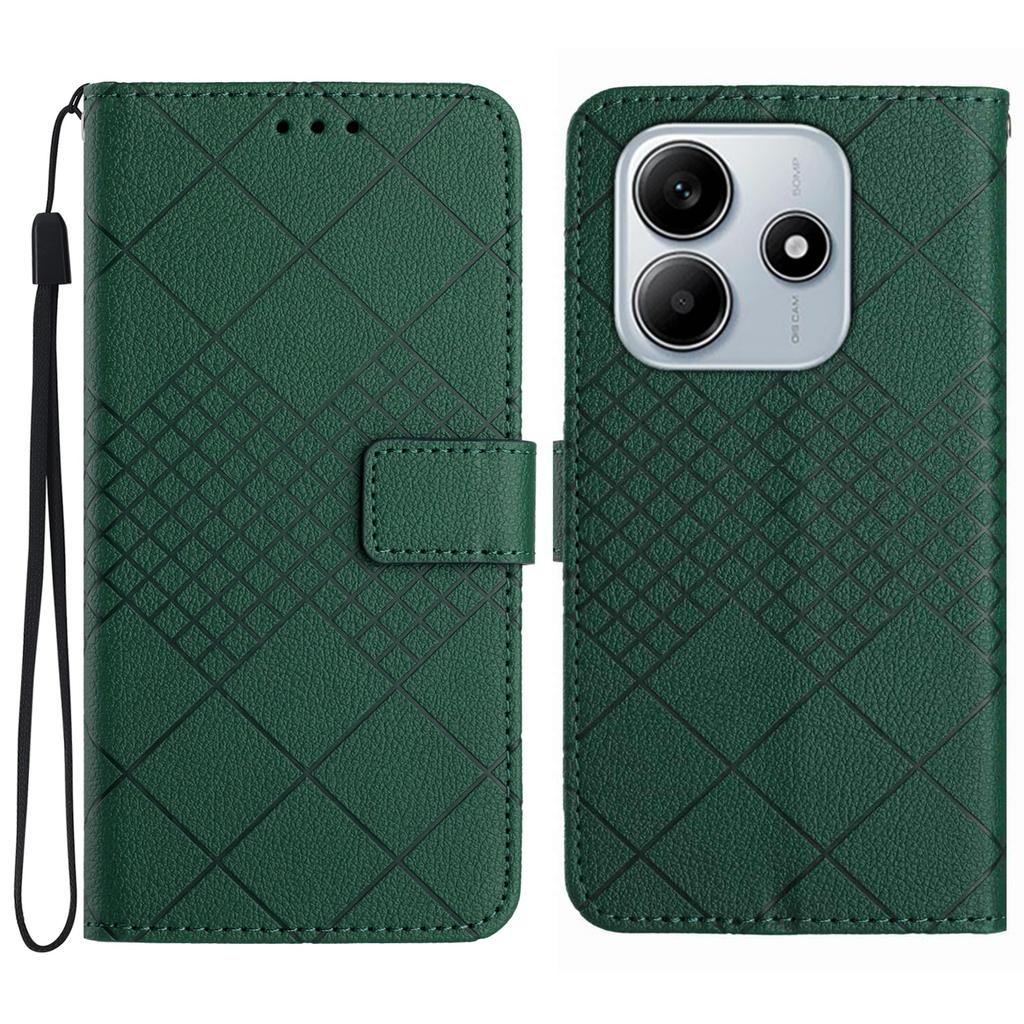 HT06 For Xiaomi Redmi Note 14 5G Wallet Phone Case Imprint PU Leather Flip Folio Cover