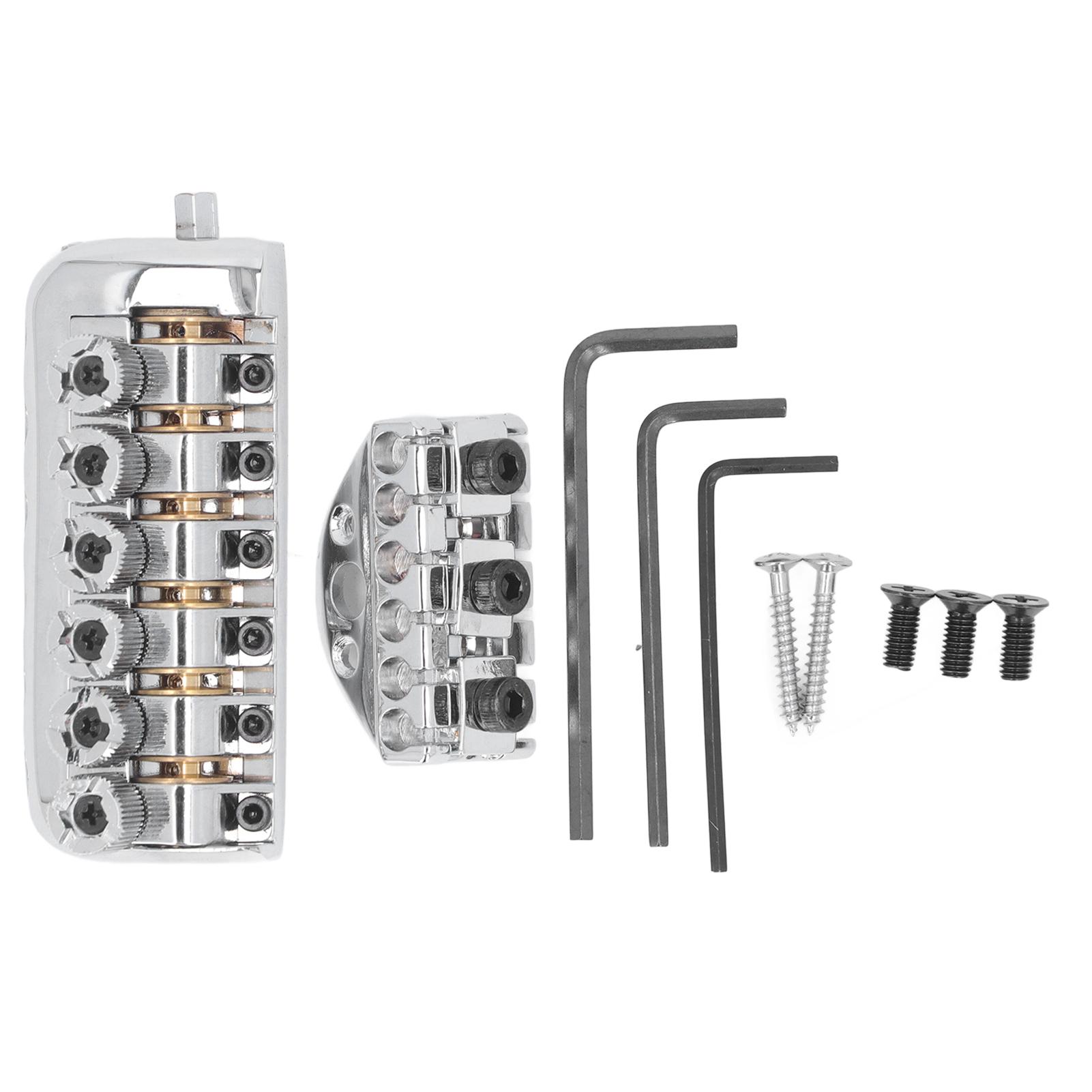 

Headless Guitar Bridge Tailpiece 6 String Saddle with Worm Involved String Device Universal Accessories срібний