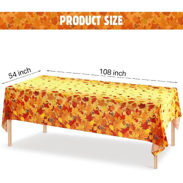 Fall Maple Leaves Tablecloth Thanksgiving Fall Party Table Cover Autumn Maple Leaves Table Cover Fall Plastic Table Decoration for Harvest Festival
