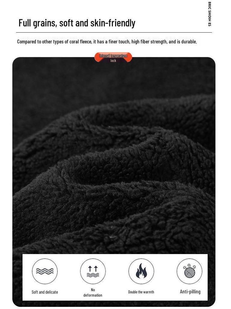 Herren Winter Hoodie aus Korallenfleece in Übergröße - Superdick, Mit Fleece gefüttert, Rundhals, Warm, Passt bis 350 Jin.