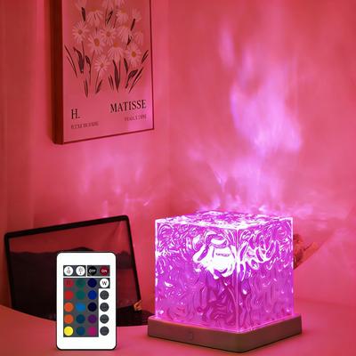 Bedside Lamp Night Light [Remote Control & 16 Colors] Ocean Light Indirect Lighting LED Light USB Powered Projector Light Brightness Adjustable