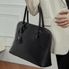 Haute Couture Handmade Top Layer Swift Cowhide Shell Bag Leather Handbag Commuter Large Capacity Bowling Bag Women's Bag