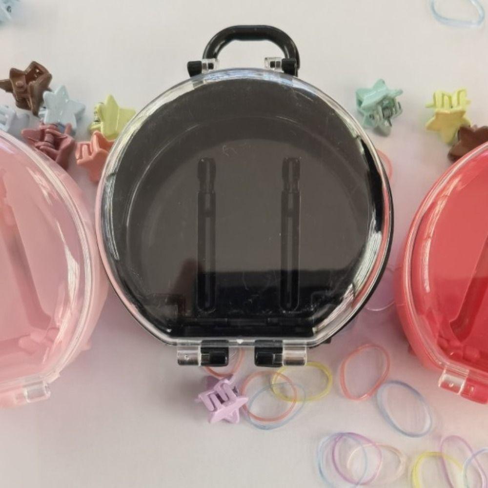 

Transparent Mini Suitcase Plastic Small Jewellery Box Fashion Miniature Toys Dolls Accessories чорний