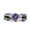 Stylish Zircon Women’s Two-Piece Ring Set with Micro-Emerald Detail