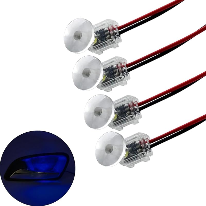 4pcs Red Car Door Light,Flush Mount 12V LED Light for Bumper Grille Cars Interior Dash Ambient Lighting Motorcycle Door Bowl Lamp LED Indicator Light
