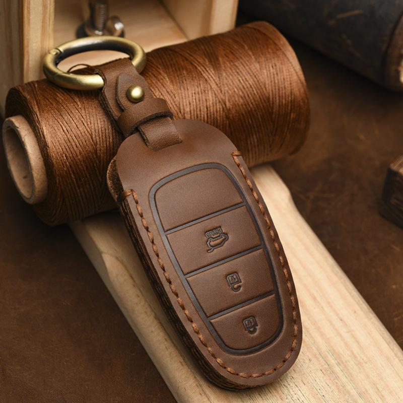 Leather Car Key Remote Fob Case Key Cover For Hyundai Tucson Nx4 Car Key Case Protection