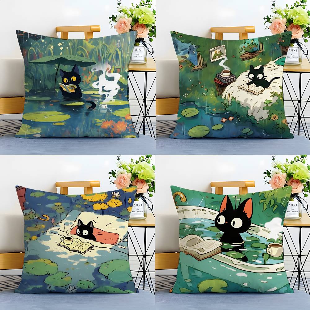 Cartoon Pond River Cat Beautiful Pillow Case Printing Pillowcase Living Room Sofa Cushion Cover Bedroom Room Decor