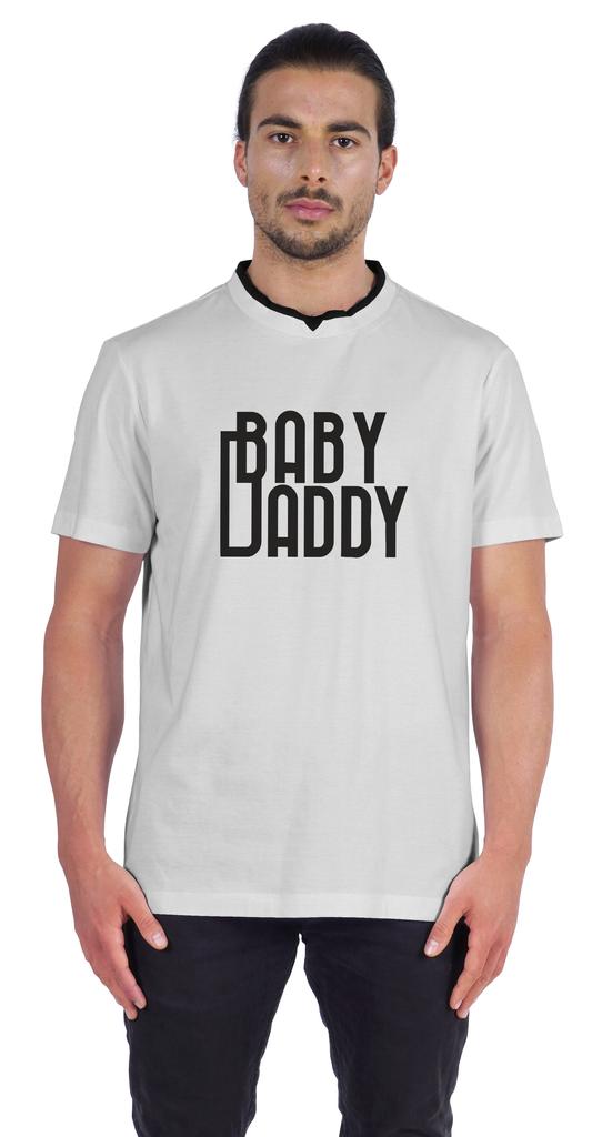 Inkmeso Men  s Graphic Quote   Baby Daddy   Tshirt For Dads Round Neck with V Cut