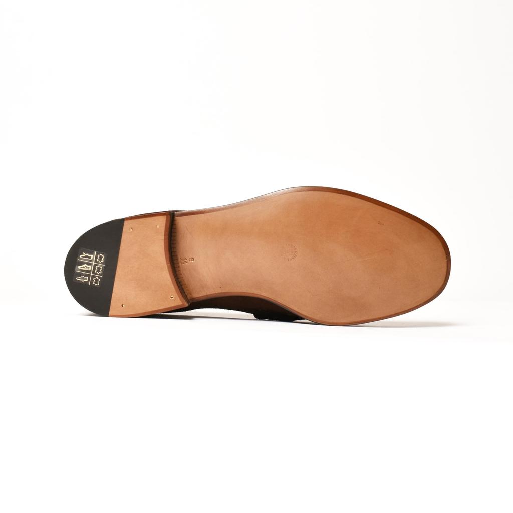 Zapatos de Cuero Bit Loafer Ante Italiano Marrón Oscuro cm [Enzo Bonafe] [2695V/C] Hombre 25.0