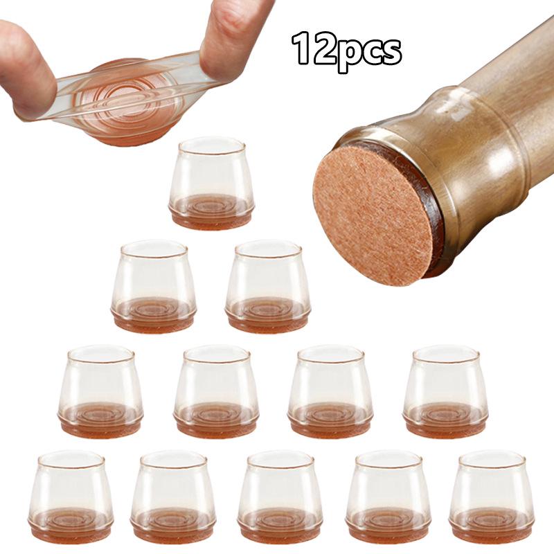 6/10/12 Clear Silicone Table & Chair Leg Covers - Silent, Wear-Resistant, Anti-Slip Pads