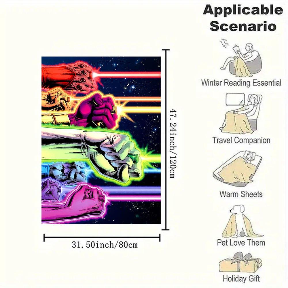 Neon Power Fist Gloves: Electrify Your Style!Blanket Flannel Throw Blanket for Sofa, Bed, Travel, Camping, Office, Couch, Chair