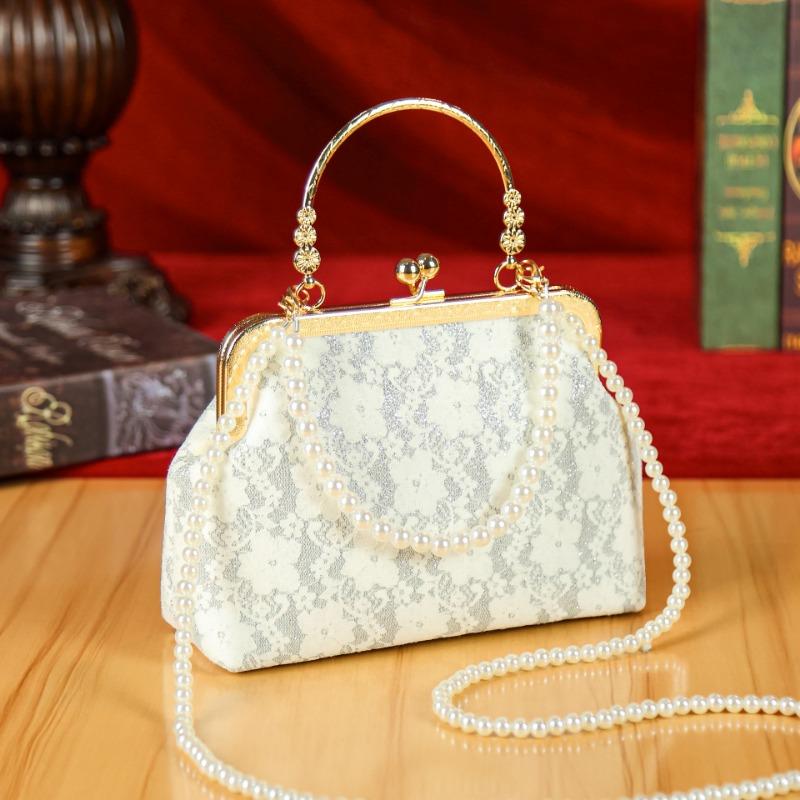 Damentasche neue High-End-Dinner-Tasche Mode Spitze Perle Nische Cheongsam-Tasche vielseitige Kette Mund Goldtasche