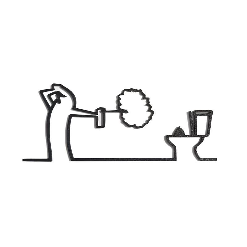 2D Flat, 1pc, La Línea Toilet Sign Ornament, Fun Design, Toilet Sign, Minimalist Art, Original Humorous Design, 2D Line Art