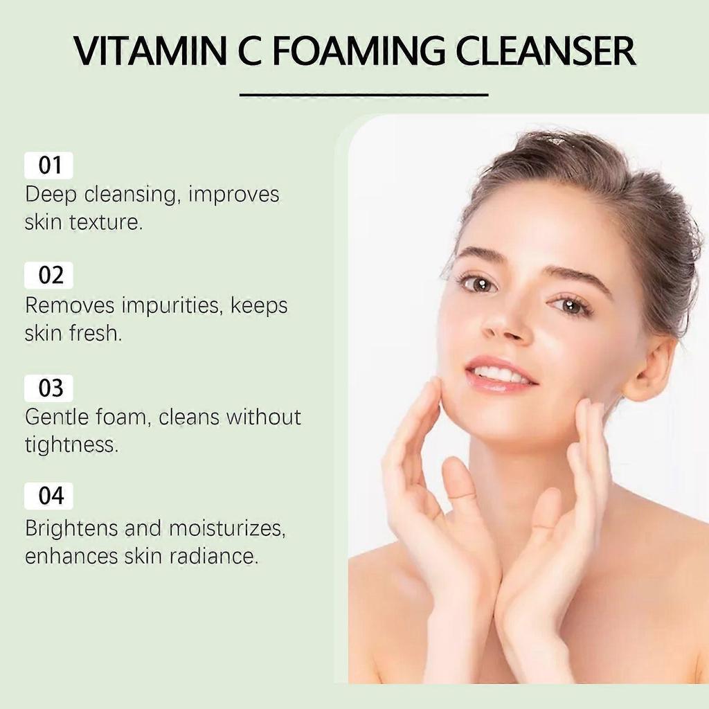 Limited time!!Viareline Vitamin C Foam Facial Cleanser Gently Cleanses The Skin, Making It Moist And Smooth For Daily Facial Care