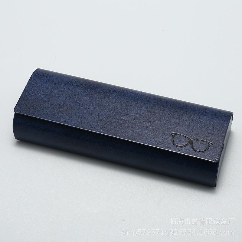 

Handcrafted Leather Glasses Case Anti-Pressure Optical Folding Storage Box Eyeglasses Sunglasses Eyewear Holder Travel Outdoor синій