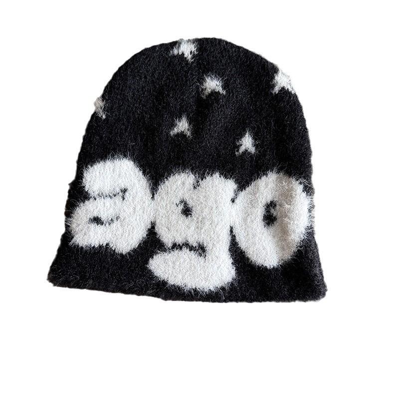 Letter Ago Pattern Knitted Beanie Cap Fashionable Breathable Hat Gifts Warm