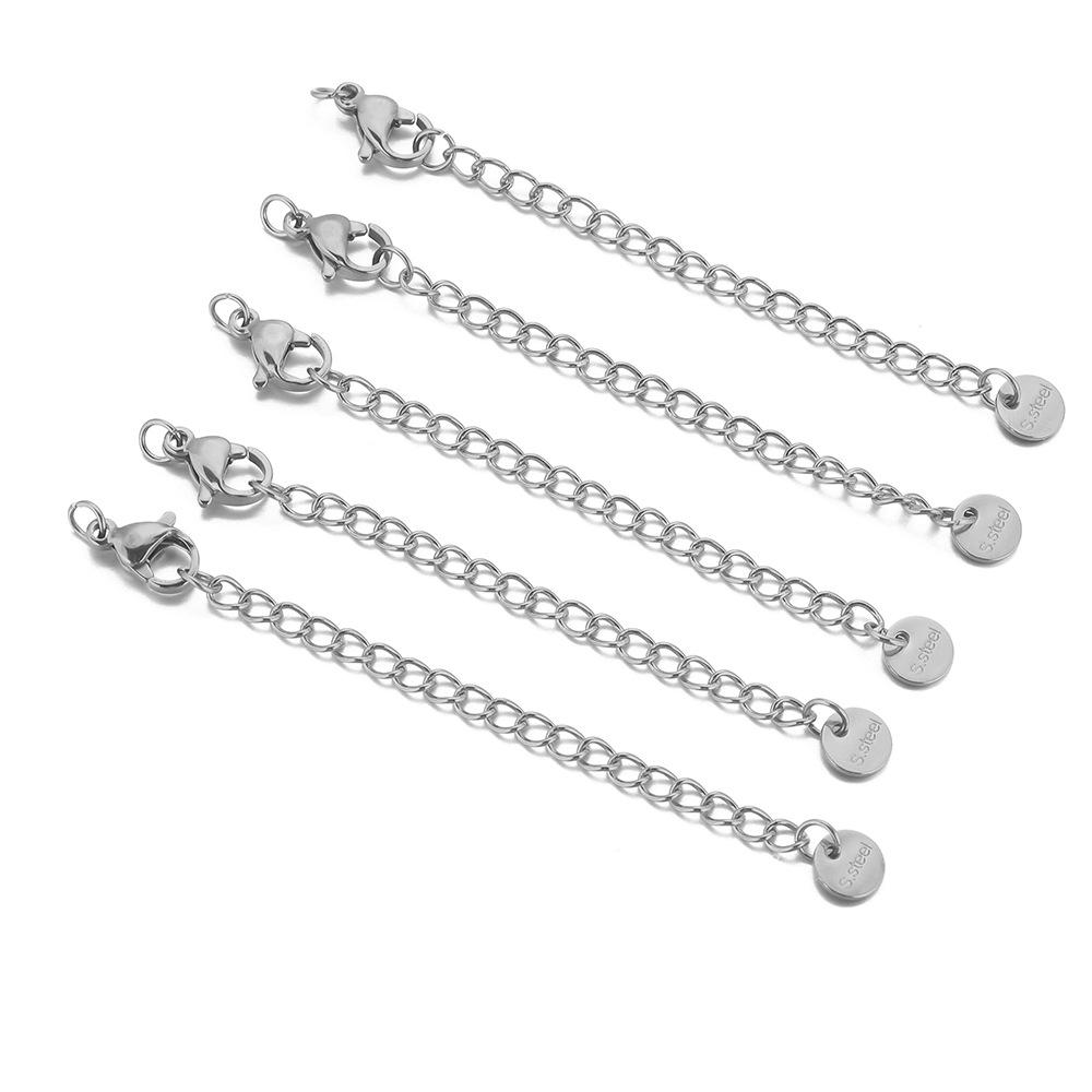 Stainless Steel & Titanium Necklace Extension with Lobster Clasp & Beaded Tail - DIY Accessory Set