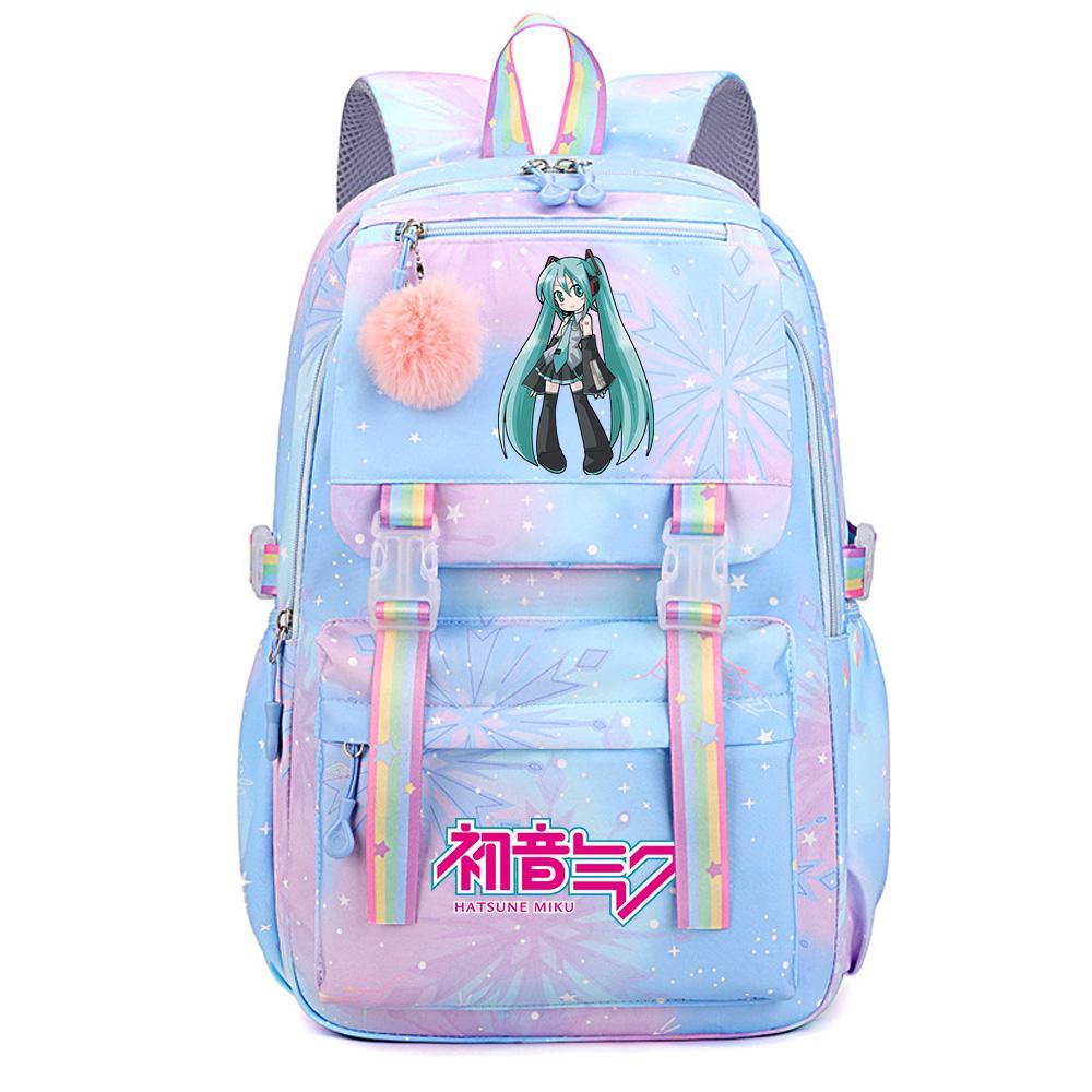 Anime Anime Hatsune Miku Bedruckter Rucksack mit großem Fassungsvermögen, wasserdicht, für Teenager, Schüler, Mädchen, Jungen, Schultasche, Büchertasche, Reisetasche