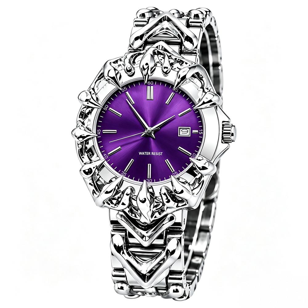 Mens Punk Style Quartz Watch Unique Claw Design Metal Bracelet Watches Waterproof with Date