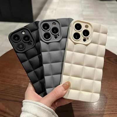 3d Elmas Ekose Telefon Kılıfı Iphone 11 12 13 14 Pro X Xr Xs Max 6s 7 8 Artı Mat Moda Darbeye Dayanıklı Yumuşak Silikon Telefon Kılıfı