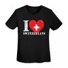 I Love Switzerland Swiss Flag TShirt Women Short Sleeve T Shirts ONeck Streetwear Cotton Summer Tees Streetwear