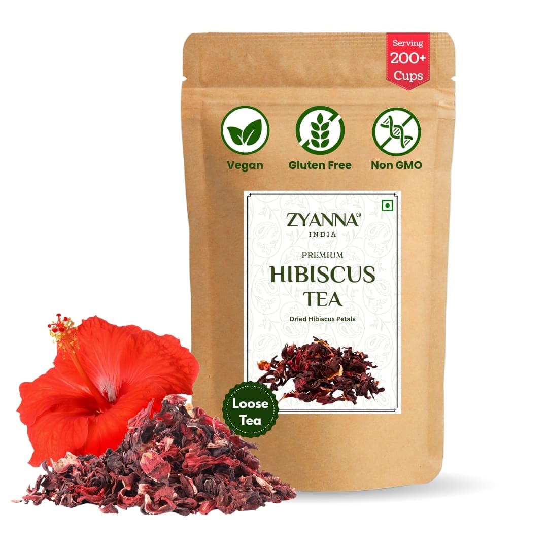 

Zyanna Hibiscus Tea - 100gm Loose | 100 Cups | 100% Dried Hibiscus Flower Petals | Caffeine-Free Herbal Green Tea with Tart & Refreshing Flavor |