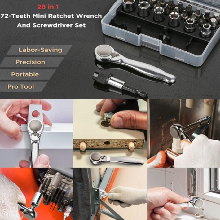 Precise Ratcheting Wrench Tool Set With 72 Tooth Mechanism Magnetic Bits And Ergonomic Grip For Electronics Maintenance