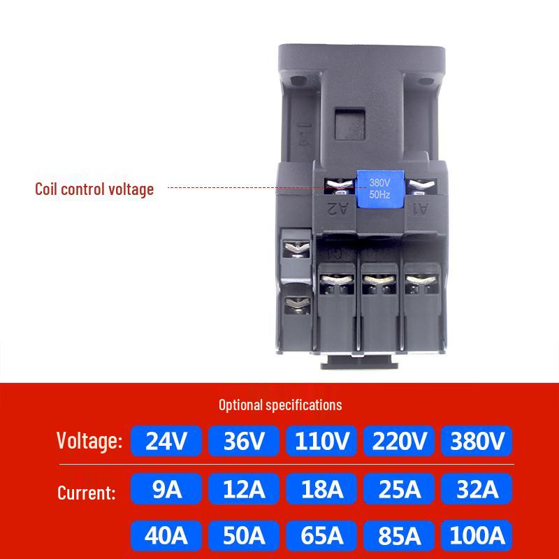Zhengtai NXC AC Contactor 09-32A, Three-Phase 380V/Normally Open, Single-Phase 220V/Normally Closed, CJX2