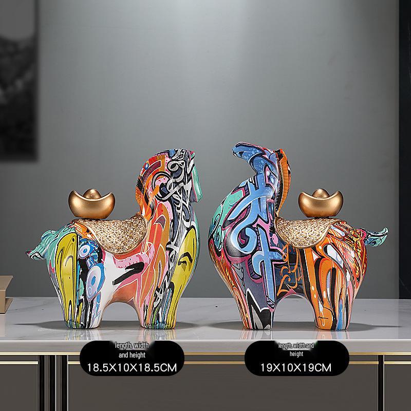 Colorful Prosperity Horse Figurine: Elegant Decor for Office, Living Room, or Hallway - Ideal Housewarming or Opening Gift