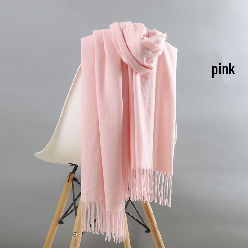 White Cashmere Scarf: Thickened, Solid Color, Versatile for Women & Men, Perfect for Autumn & Winter