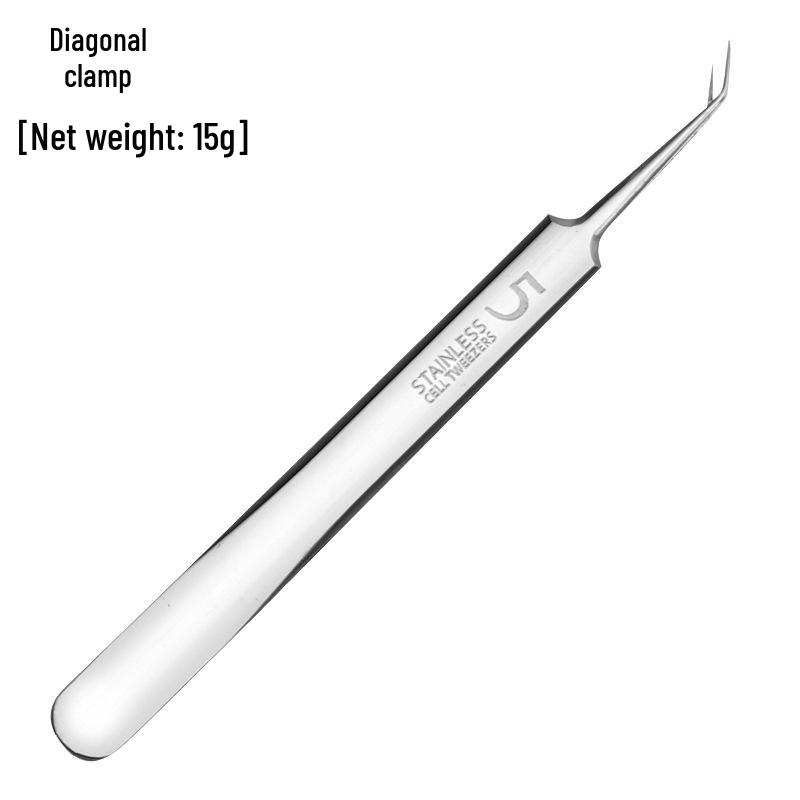 Stainless Steel No. 5 Pimple Tweezers Set: Cell, Pointed, Blackhead Beauty Tools (3-Piece)