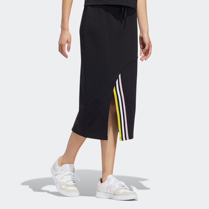 Adidas Neo Striped Slit Skirt Women Bottoms Black HF7331