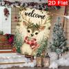 2D Flat, 2D Flat Christmas Reindeer Garden Flag_2-28x40 Inch Outdoor Garden Flag Double-sided Home Decoration Courtyard Decoration Outdoor Decoration