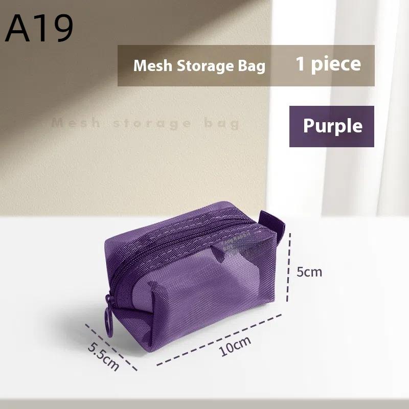 1Pc Portable Mini Zipper Mesh Storage Bag Coin Purse Small Square Mesh Coin Purse Travel Storage Carry Pouch With Zippered