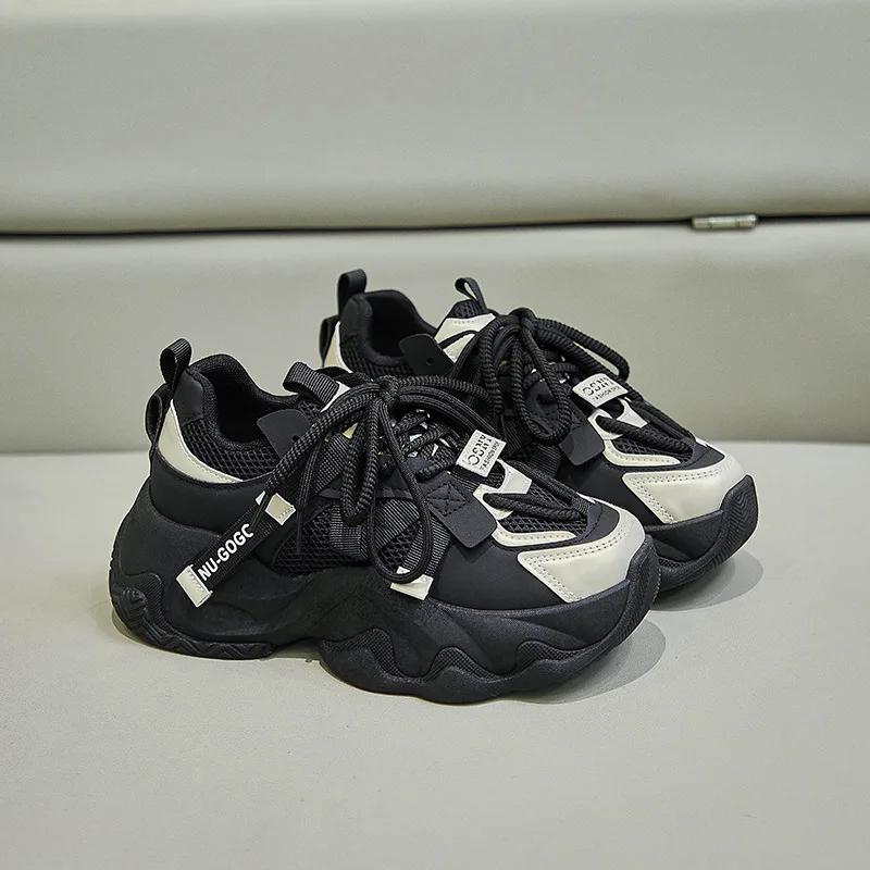 Fashion Womens Sports Shoes Thick Sole Casual Chunky Sneakers Mesh Breathable Trainers Sports Running Casual Shoes Zapatillas De Mujer