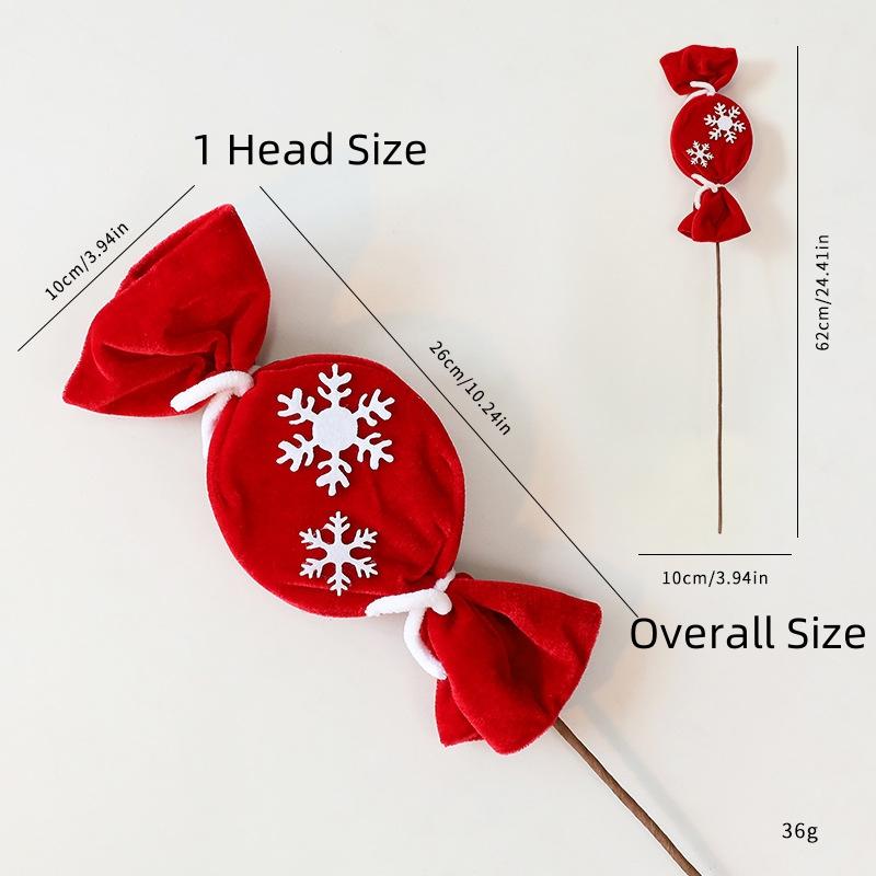 Christmas Candy Branch DIY Red and White Striped Fuzzy Yarn Lollipop Christmas Decorations Christmas Tree Ornaments