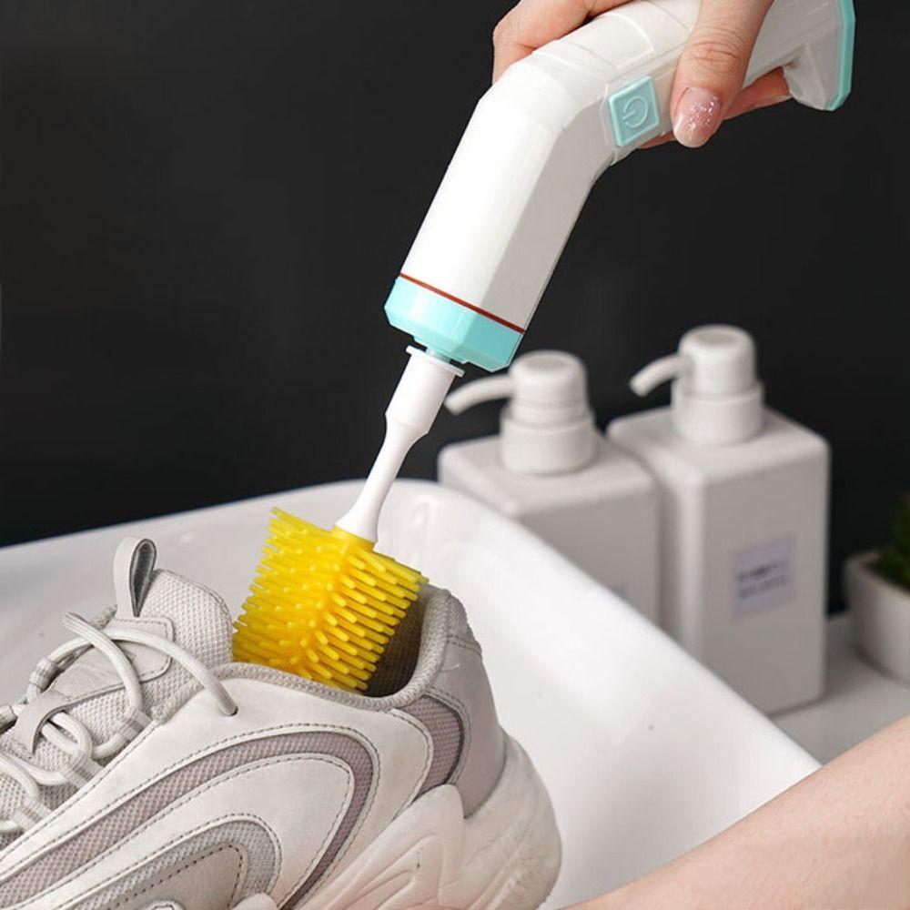 

Deep Cleaning Spin Scrubber Brush with 2 Brush Heads Shoe Washing Tools Sink зелений